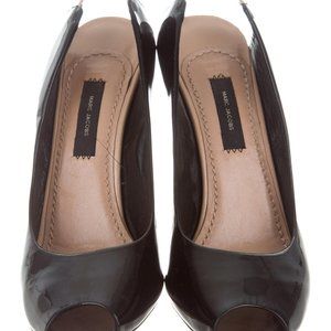 Marc Jacobs Patent leather peep-toe slingback pump